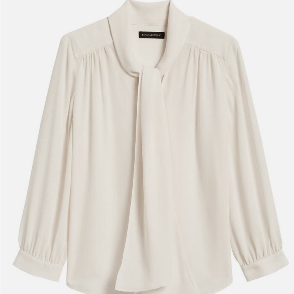 Banana Republic Tie Neck Ivory Blouse